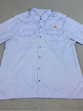 Berkley Fishing Shirt Men's 2XL Blue Check Button-Down Short-Sleeve Vented
